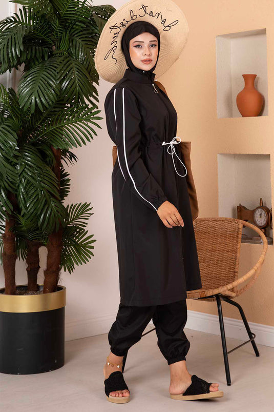 Maillot De Bain Hijab Taille Élastique Noir