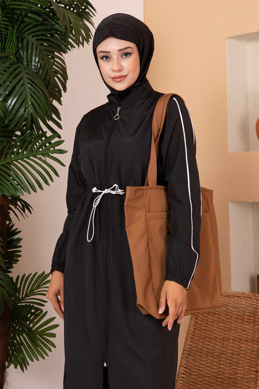 Maillot De Bain Hijab Taille Élastique Noir