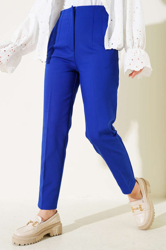 Buy Blue Wide Leg Fabric Trousers