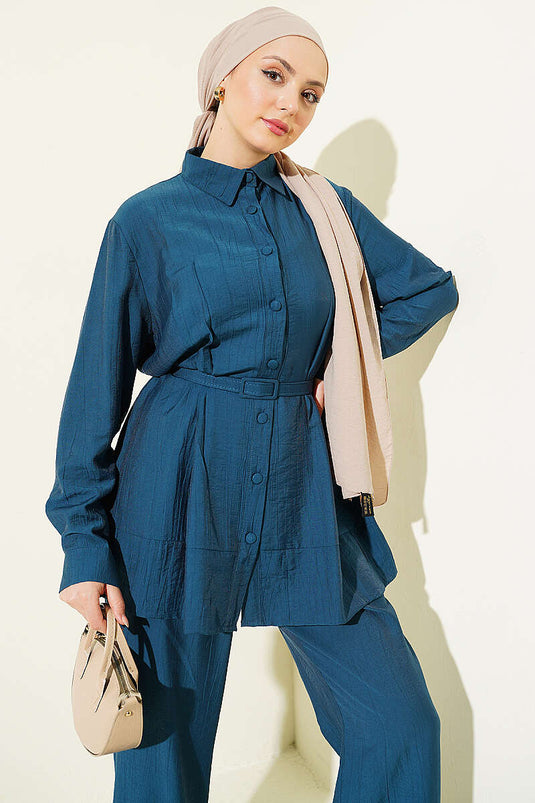 Buy Pencil Belted Two-Piece Set Petrol