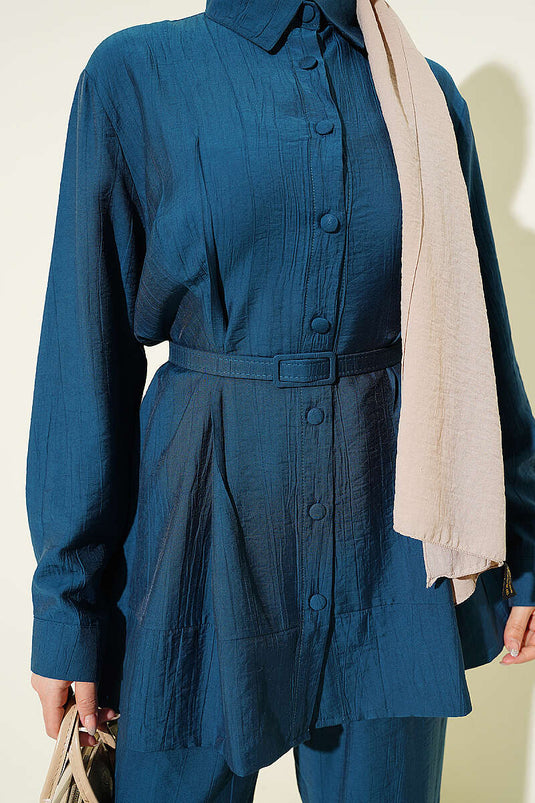 Buy Pencil Belted Two-Piece Set Petrol