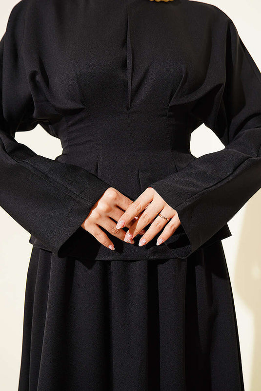 Ensemble deux pièces jupe ceinturée avec pince noir