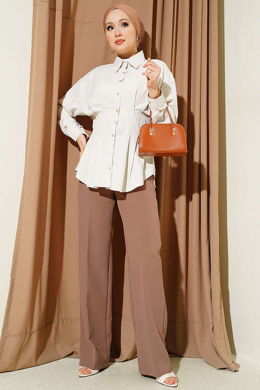 Buy Pleated Pencil Shirt Stone