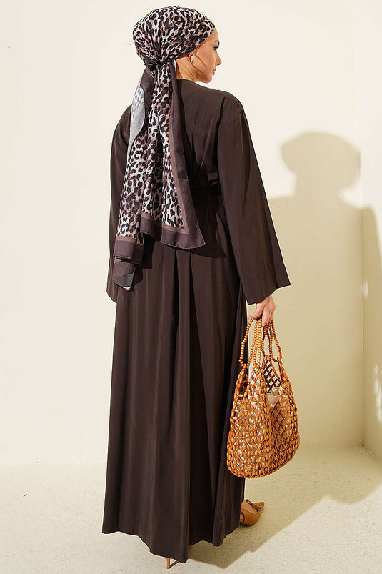 Robe en modal avec ceinture corde plissée Pensli couleur café