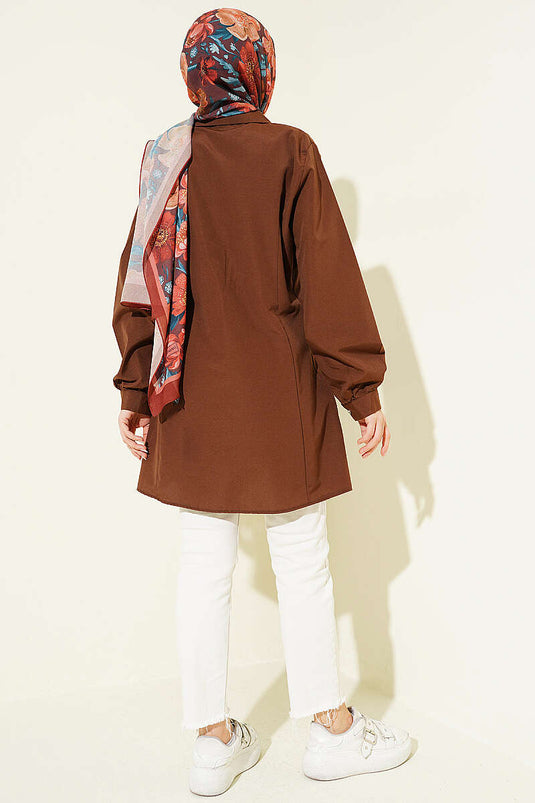 Buy Pencil Stone Button Shirt Coffee
