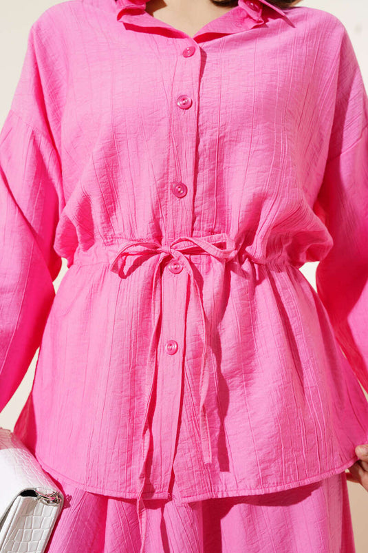 Ensemble deux pièces avec taille cintrée et jupe, fuchsia