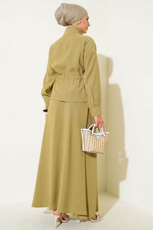 Beli Tünelli Etekli Tensel İkili Takım Çağla Yeşili