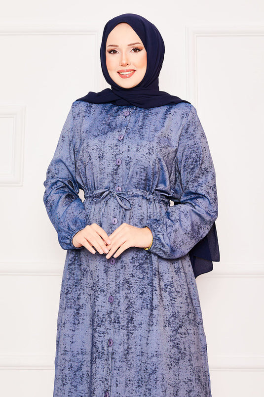 Waist Tunic Double Tunic Hijab Suit Navy Blue