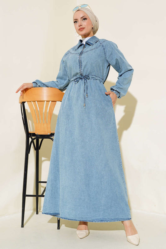 Taille Robe En Jean Tunelli Bleu Denim