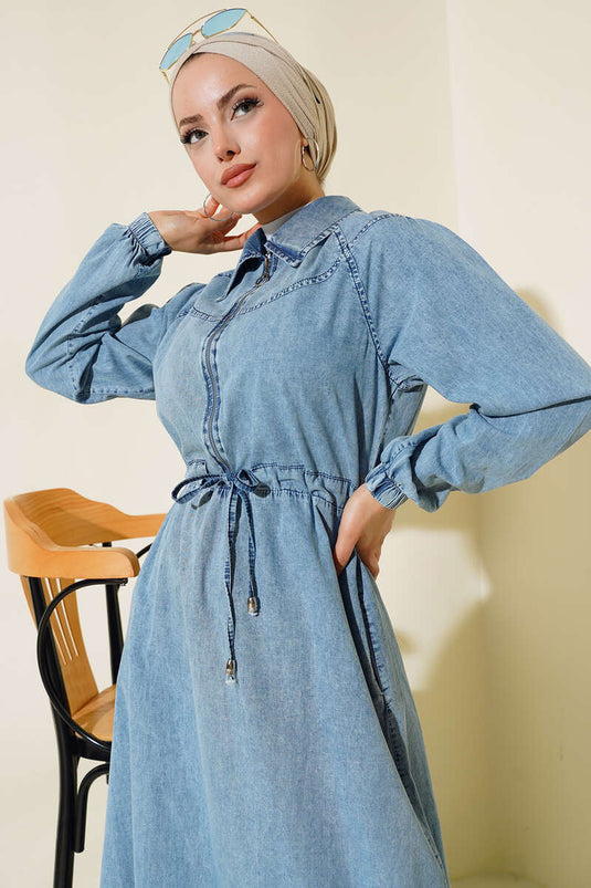 Taille Robe En Jean Tunelli Bleu Denim