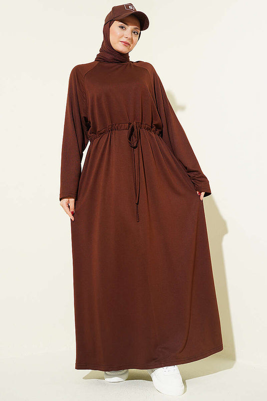 Acheter robe ample à manches longues en maille, couleur café