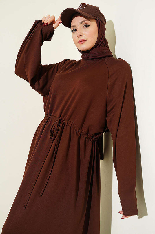 Acheter robe ample à manches longues en maille, couleur café