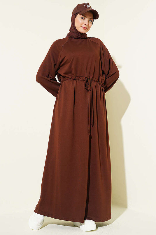 Acheter robe ample à manches longues en maille, couleur café