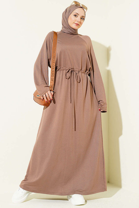 Acheter robe ample à manches longues en tricot couleur marron