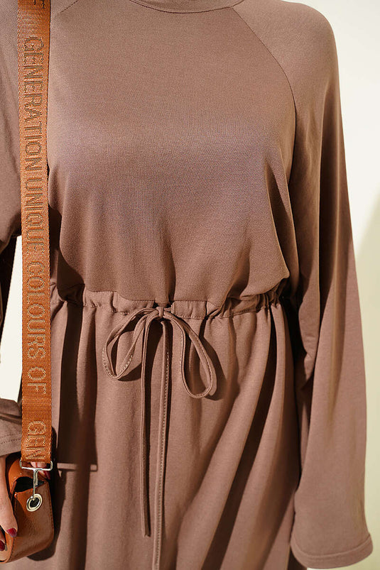 Acheter robe ample à manches longues en tricot couleur marron