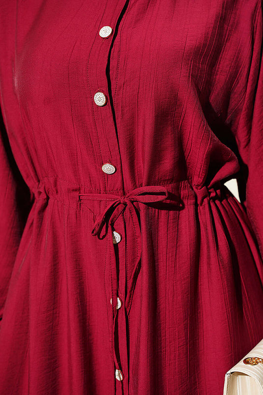 Ensemble Long Tunique Avec Ceinture Bordeaux