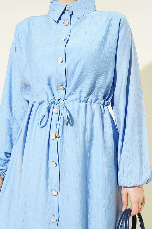 Ensemble deux pièces tunique longue à col roulé bleu