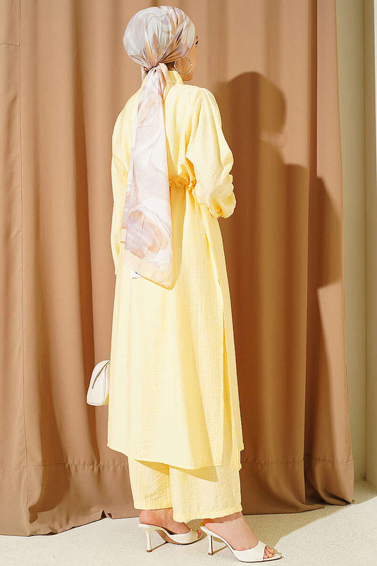Ensemble deux pièces tunique longue à col roulé jaune