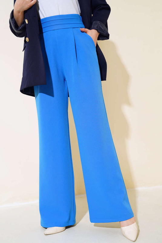 Pantalon large à trois épaisseurs à taille bleue