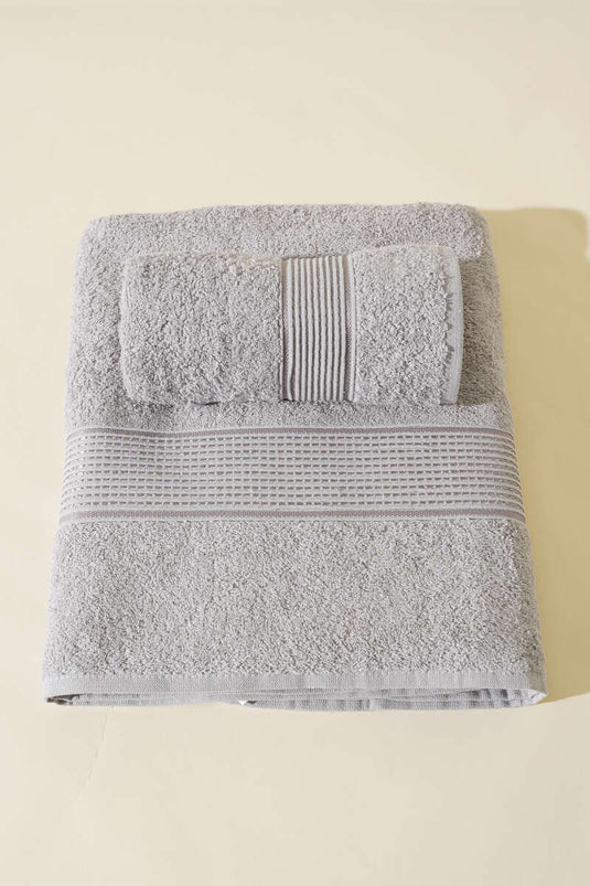 Betüş Banyo Havlu 2'li Takım Gri