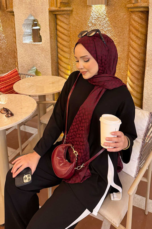 White Striped Slit Detailed Two Piece Suit Black