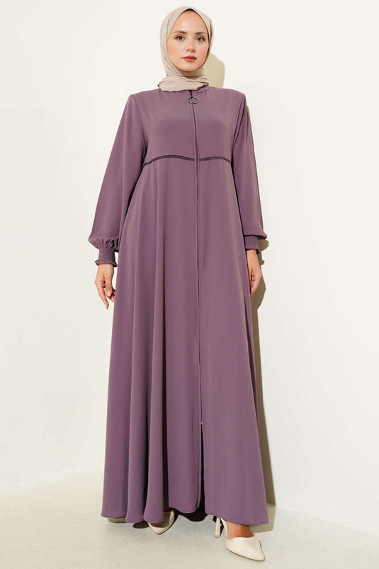 Plus Size Abaya with Wrist Gipel and Shoulder Pads, Dusty Rose