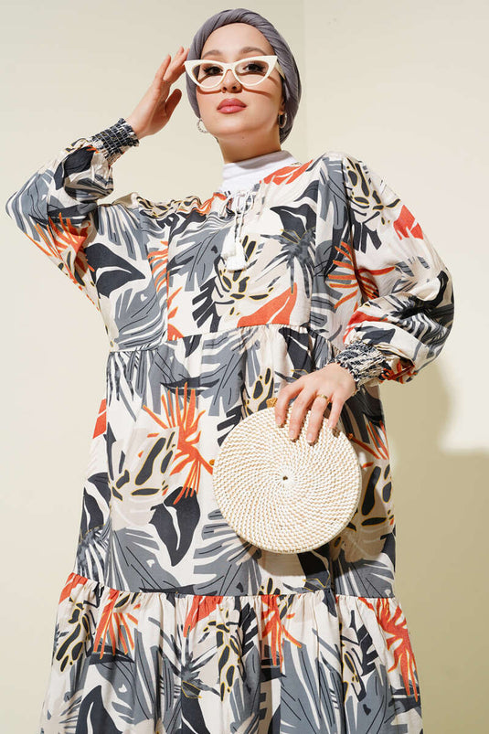 Robe à motifs tropicaux avec cheville Gipel Smoke