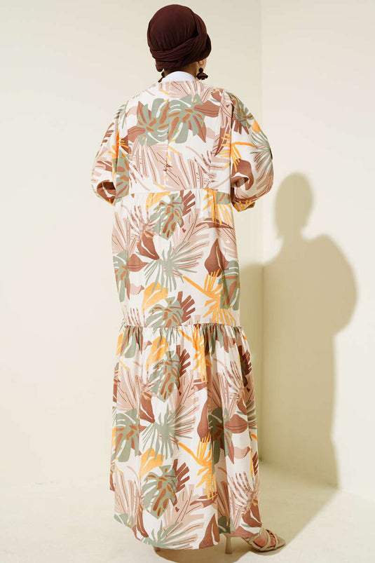 Robe à motifs tropicaux avec cheville Gipel Brown