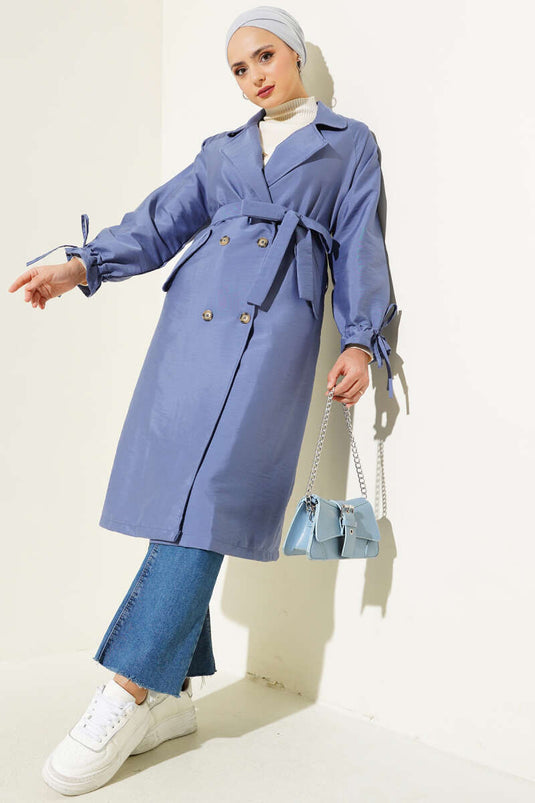 Wrist Tied Laced Trench Coat Lilac