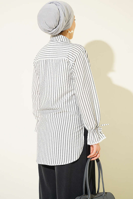 Chemise Rayée À Bague De Cheville