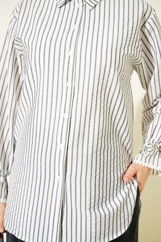 Chemise Rayée À Bague De Cheville