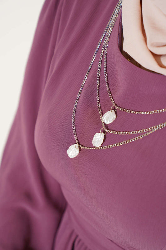 Bilek Bağlamalı Katlı Elbise Magenta