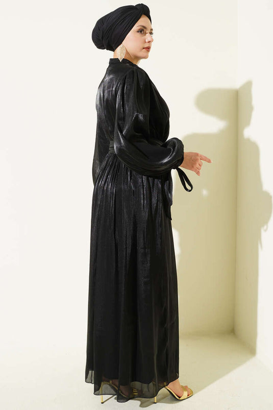 Abendkleid mit Gürtel zum Binden am Handgelenk Schwarz