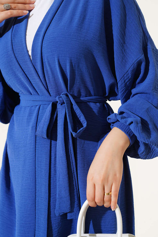 Langer Kimono mit Knöchelbändern, Indigo