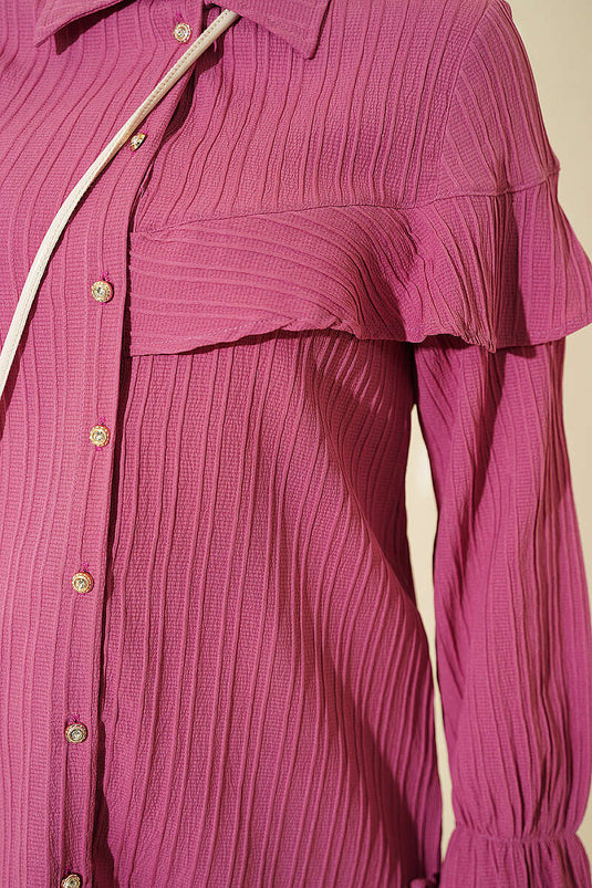 Chemise À Volants Rose