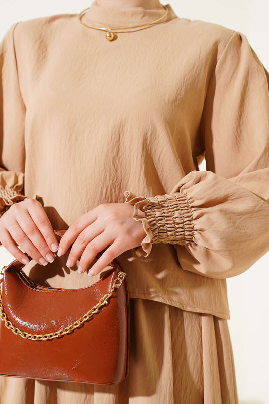 Bilek Gipeli Etekli İkili Takım Latte