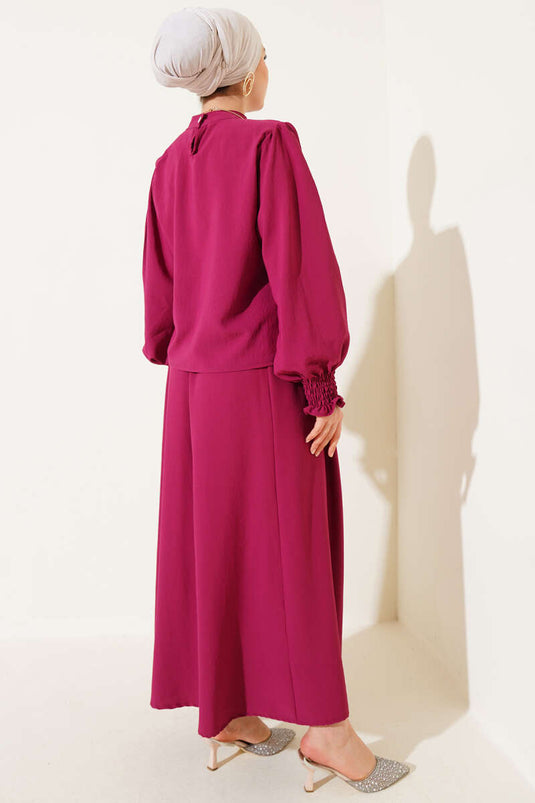 Two Piece Set with Ankle-Length Skirt and Cherry