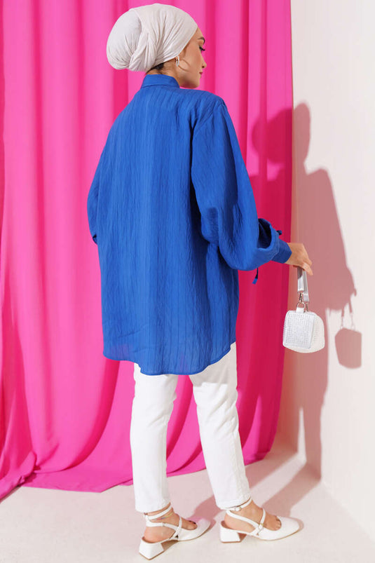 Oversize Shirt with Ankle Strap Lace Indigo