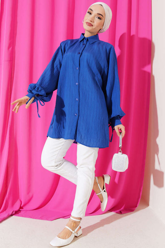 Oversize Shirt with Ankle Strap Lace Indigo