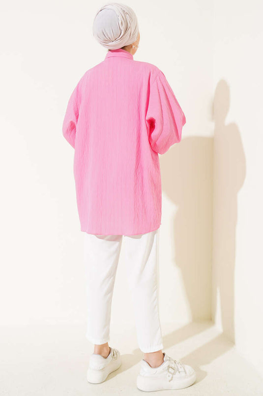 Oversize Shirt mit Knöchelriemchen Spitze Rosa