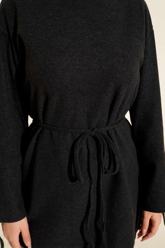 Anthracite Ribbed Tunic with Wrist Straps