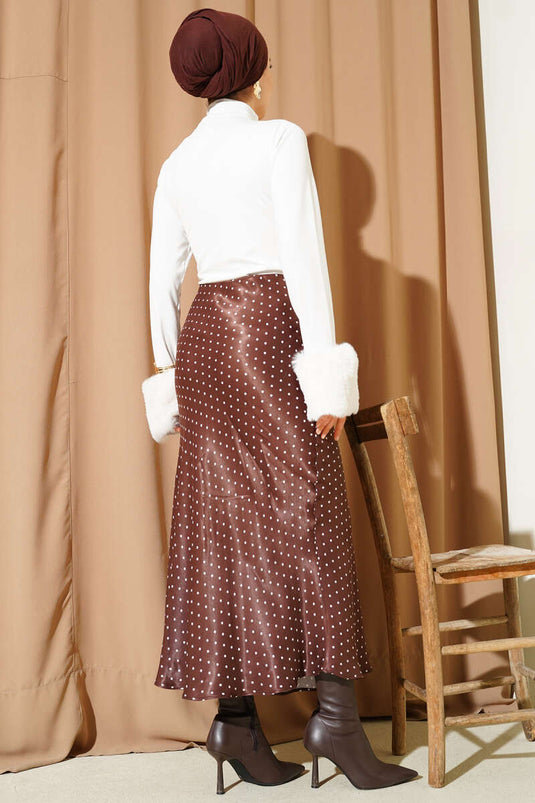 بدلة جسم فروية بكباس للكاحل باللون البيج