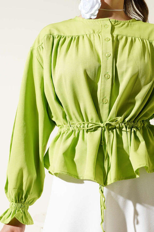 Elastic Waist Tunnel Short Shirt Pistachio Green