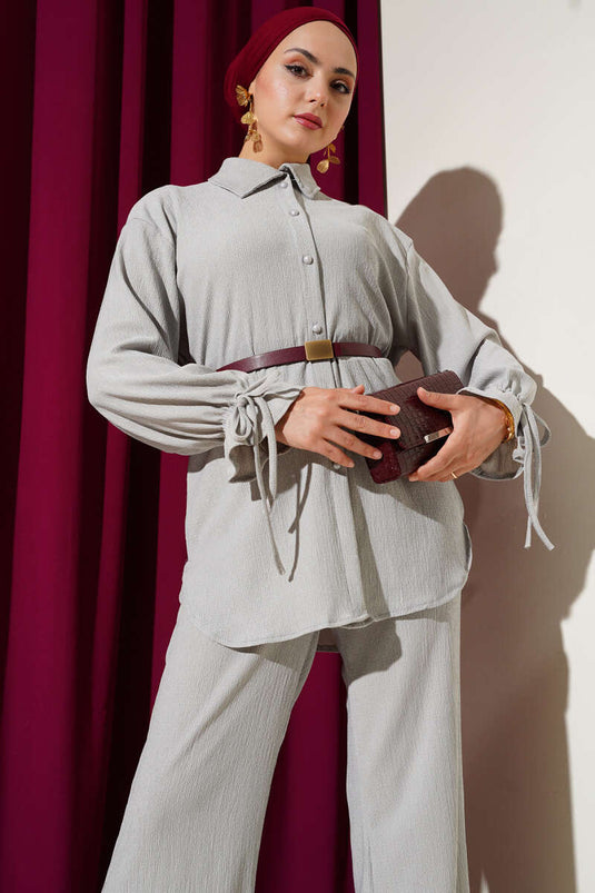 Ensemble deux pièces de protège-poignets élastiques gris