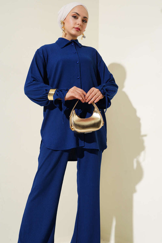 Bilek Lastikli Bürümcük İkili Takım Lacivert