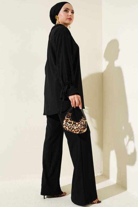 Bilek Lastikli Bürümcük İkili Takım Siyah