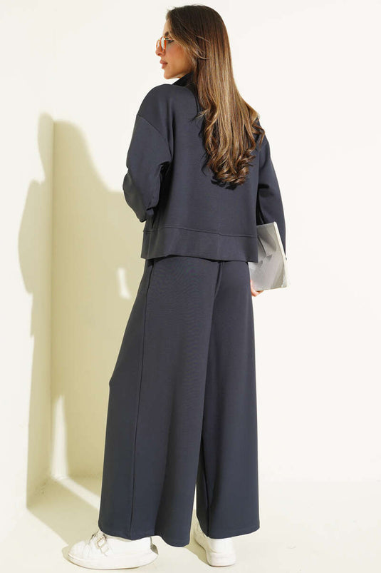 Bilek Elastische Zak Losvallend Loyşa Tweedelig Pak Rookgrijs