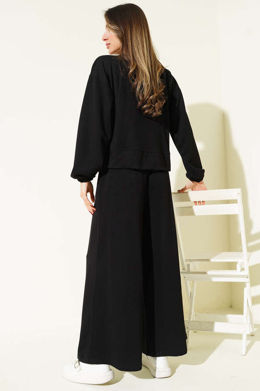 Bilek Lastikli Cepli Salaş Loyşa İkili Takım Siyah