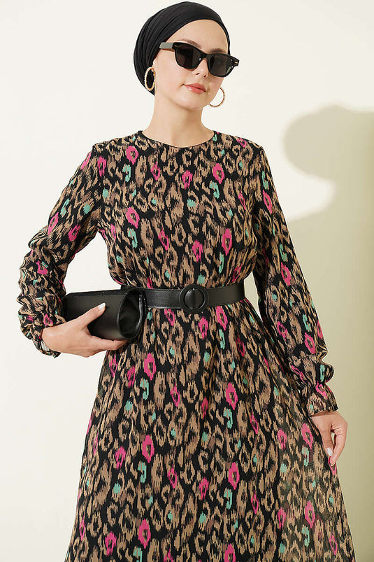 Robe À Motif Avec Ceinture En Mink