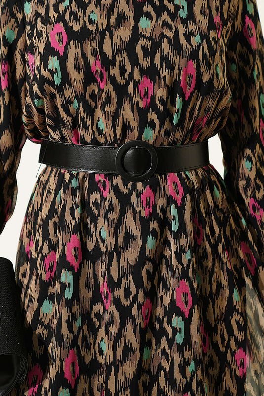 Robe À Motif Avec Ceinture En Mink